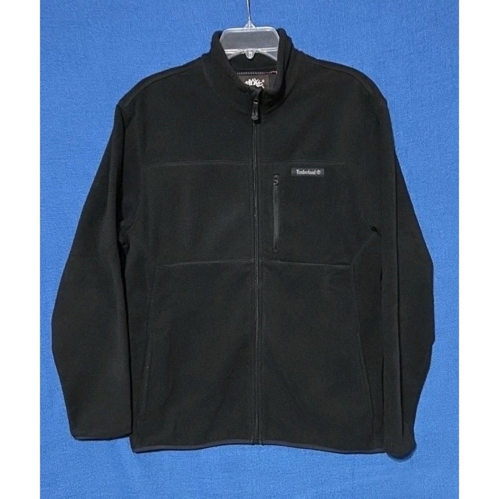 Timberland Jacket size Medium Men's Black Logo Full-Zip Fleece Mock Neck